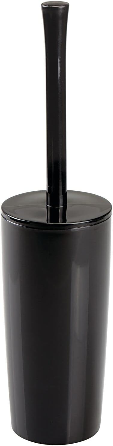 mDesign Slim Plastic Toilet Bowl Brush and Holder Set. Modern Compact Storage Organizer Cleaner Scrubber for Toilet - Heavy Duty Cleaning Plunger for Bathroom. Aura Collection - Marble