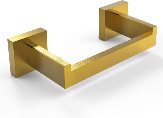 Toilet Paper Holder Wall Mount. Square Stainless Steel Rustproof Double Post Pivoting Tissue Roll Holder for Bathroom. Commercial Toilet Paper Dispenser (Brushed Gold)