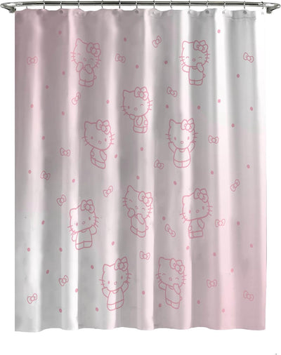 Jay Franco Sanrio Hello Kitty Shower Curtain - Pink Ombre Stars Kawaii Bathroom D¨¦cor - 70 x 72 Inch Washable Fabric Curtain