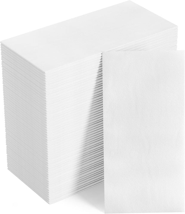 FOCUSLINE 200 Disposable Bathroom Napkins. Linen-Feel Paper Guest Towels. Soft and Absorbent Paper Hand Towels Party Napkins for Bathroom. Kitchen. Dinner. or Event. White. 12 x 17