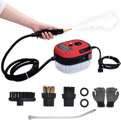 Handheld Steam Cleaner. 2500W Hand-Held High Pressure Portable Cleaning Machine with 3 Brush. High Temperature Steamer for Home Use. Kitchen. Furniture. Bathroom. Car (Red)