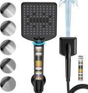 Filtered Shower Head with Handheld Matte Black - High Pressure 6 Modes. 120 Anti-clog Nozzles. Detachable Showerhead with Hard Water Filters. Extra Long 6ft Hose. Power Wash Mode for Bathroom
