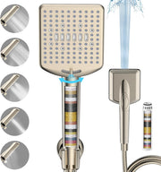 Filtered Shower Head with Handheld Matte Black - High Pressure 6 Modes. 120 Anti-clog Nozzles. Detachable Showerhead with Hard Water Filters. Extra Long 6ft Hose. Power Wash Mode for Bathroom