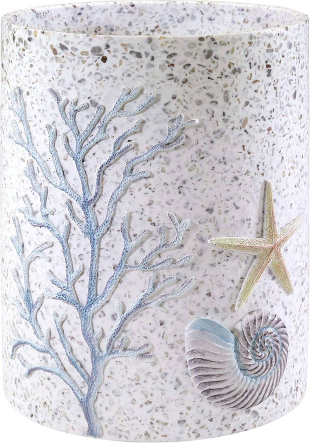 Avanti Linens - Wastebasket. Decorative Trash Can. Guest Bathroom Essentials. Sea Inspired Home Decor (Coastal Terrazo Collection)