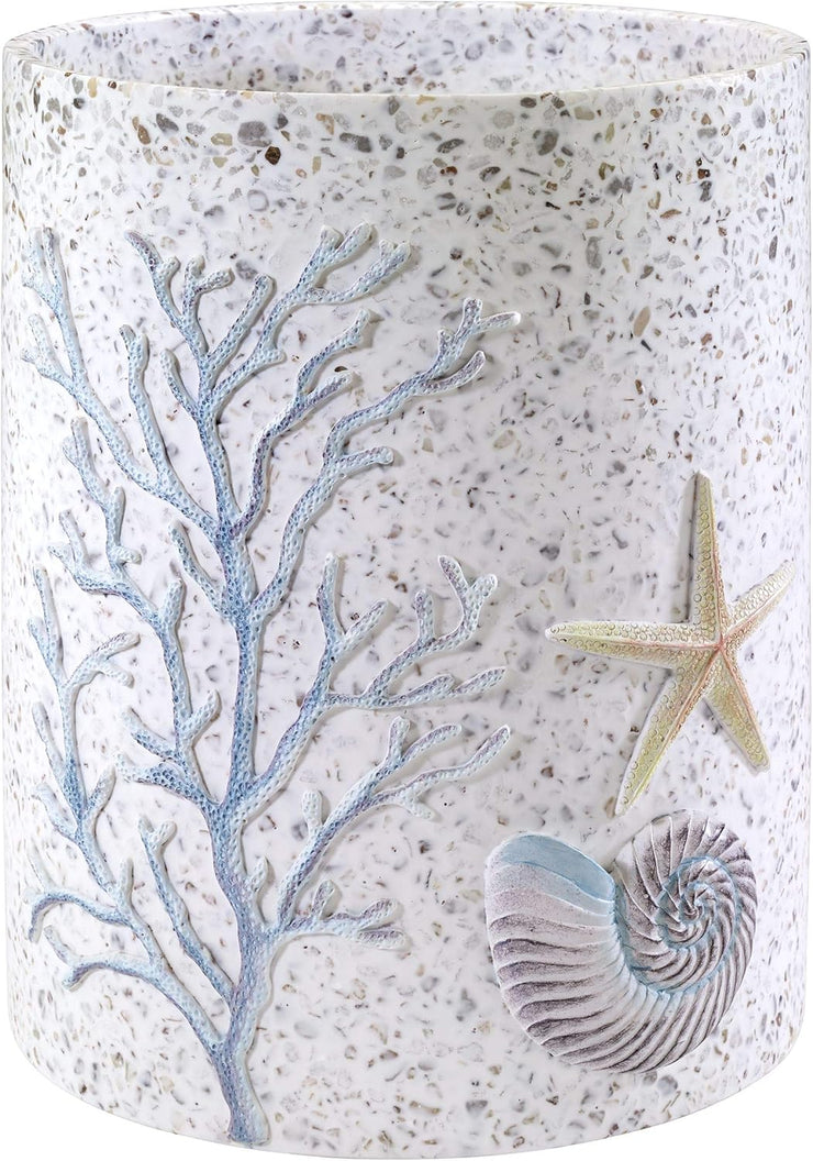 Avanti Linens - Wastebasket. Decorative Trash Can. Guest Bathroom Essentials. Sea Inspired Home Decor (Coastal Terrazo Collection)